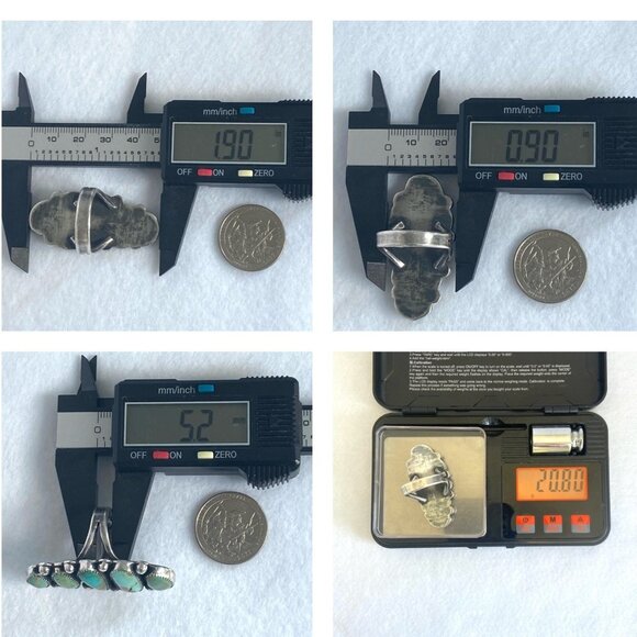 VTG Sterling Silver 925 LS Larry Sandoval Huge Unisex Turquoise Knuckle Ring - Picture 10 of 16